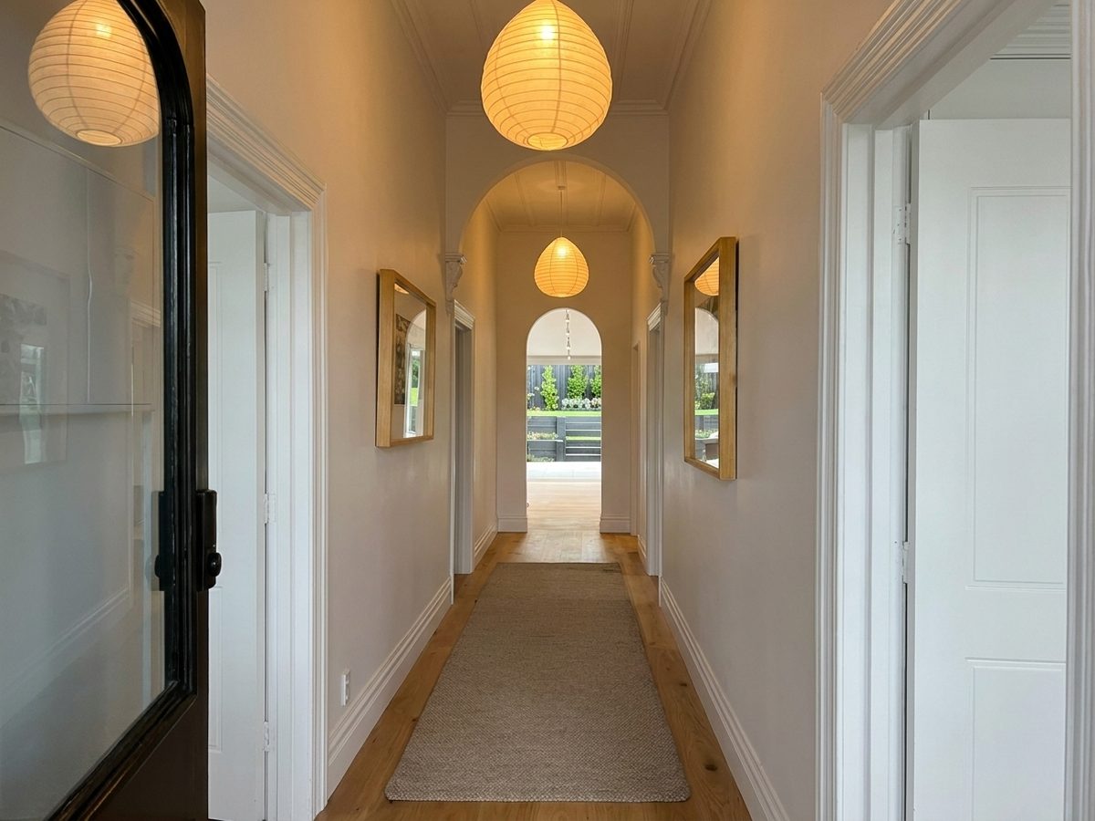 Hallway before editing: warm, uneven colour cast